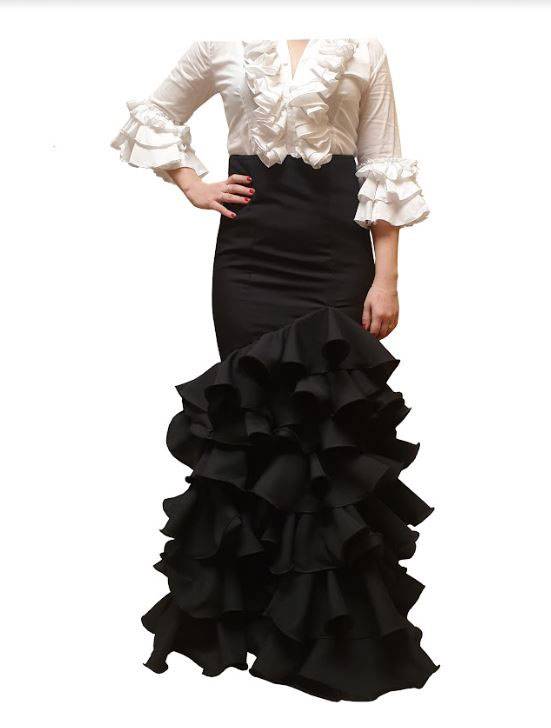 Lightweight Romerías Rocieras Skirts with Black Ruffles